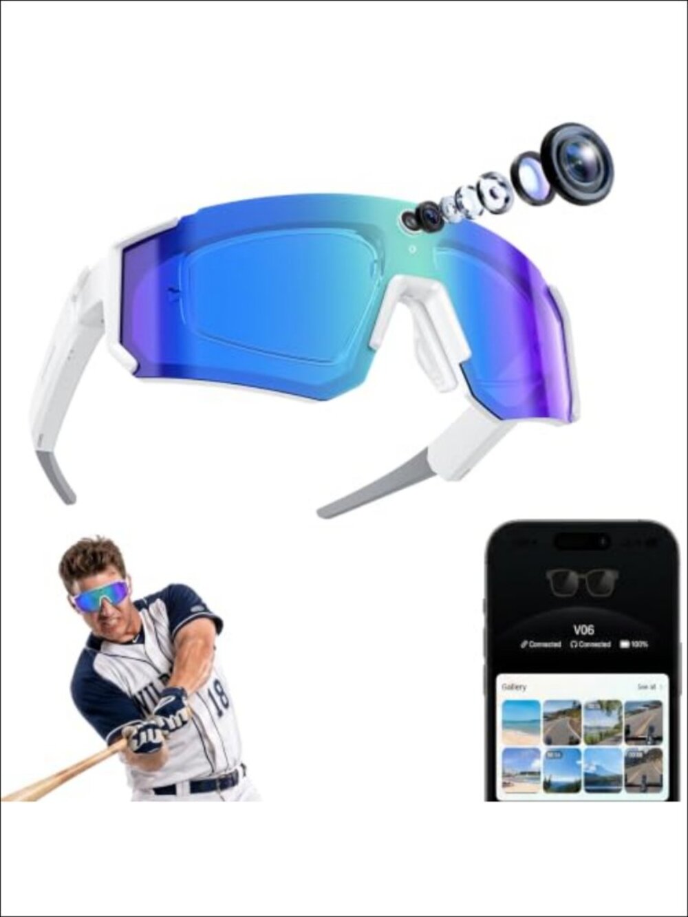 AI Smart Glasses Camera 4K Video Recording Voice Translator Open-Ear Audio